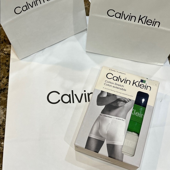 NWT 3-PK Calvin Klein cotton stretch  Trunks color cotton stretch quick dry - Picture 2 of 8